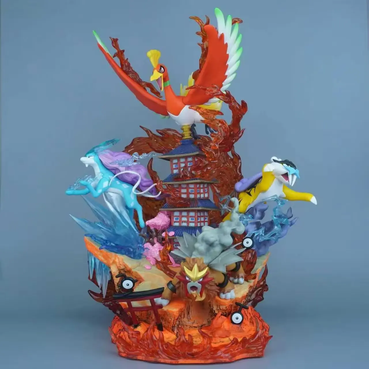 Estatua de Pokémon de Anime, tres bestias sagradas, Raikou Entei Suicune, figura de acción de PVC, modelo de juego coleccionable, juguetes para niños, regalos de muñecas de 40cm