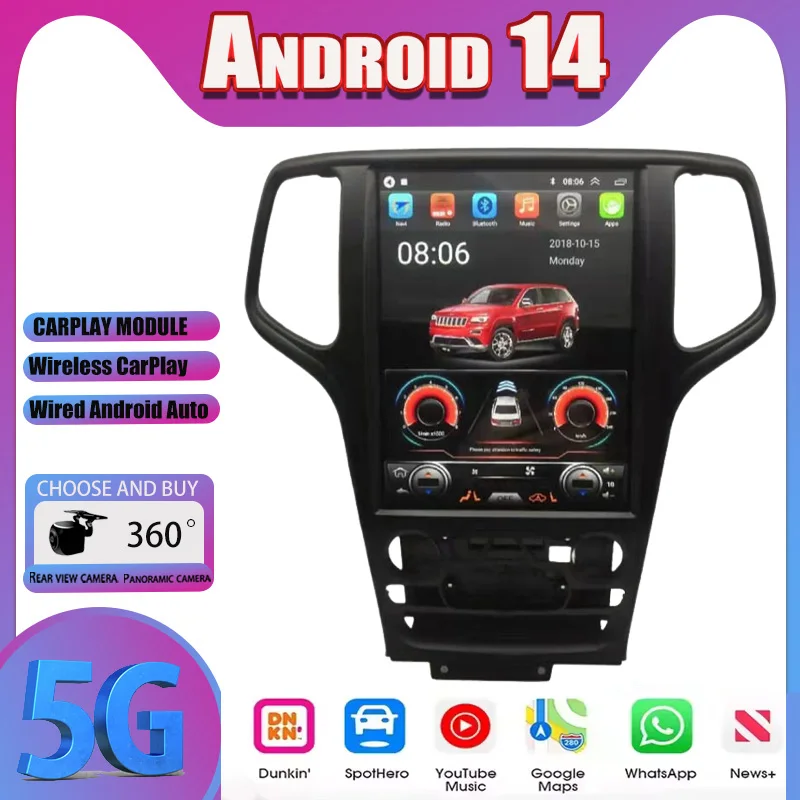 

Android 14 For Jeep Grand Cherokee WK2 2014-2020 Touch Screen Car Radio Player Stereo GPS Navigation Video Multimedia Head unit