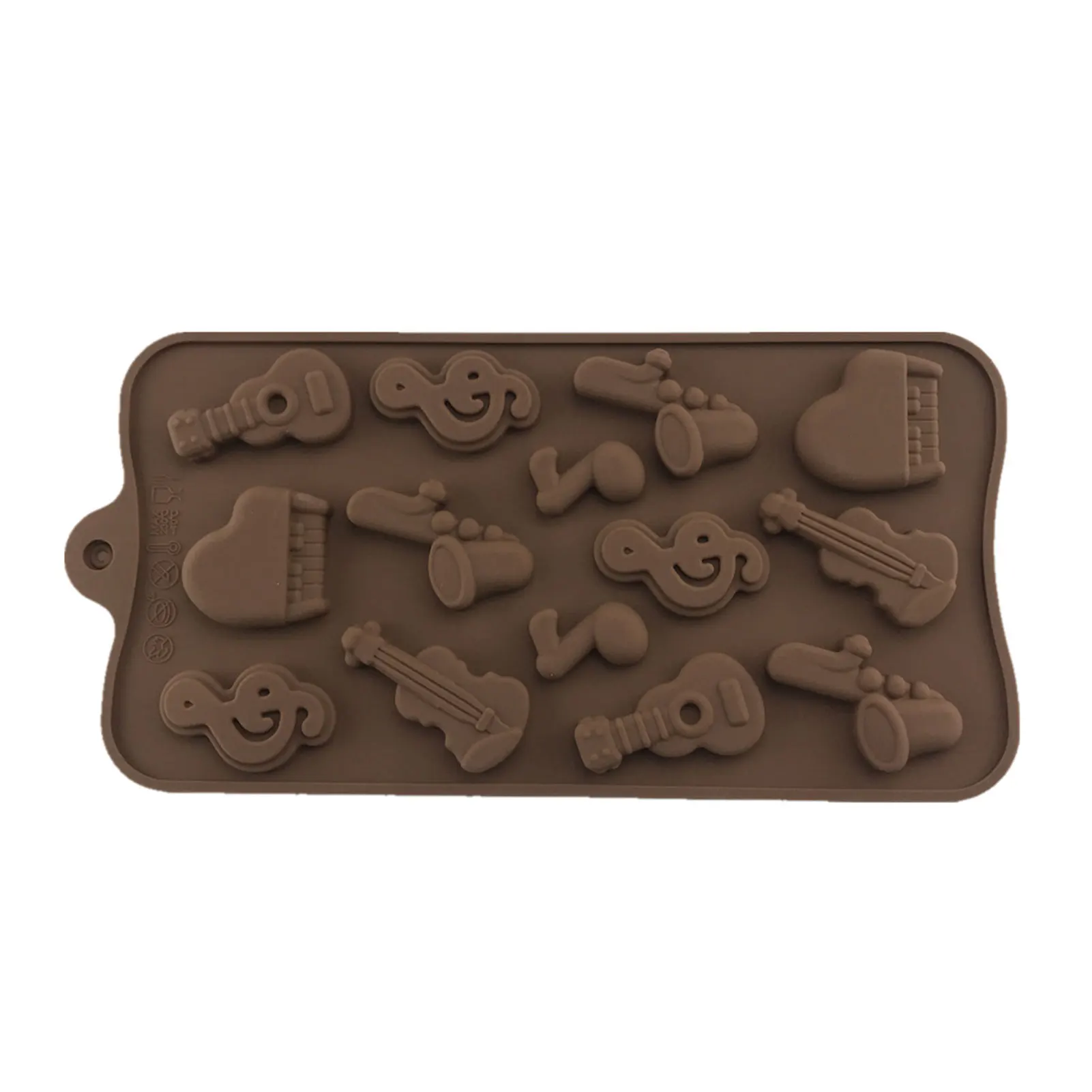 14 Grooves Instrument Chocolate Molds Food Grade Silicone Chocolate Molds Mousse Jelly Pudding Fruit Pie Mold