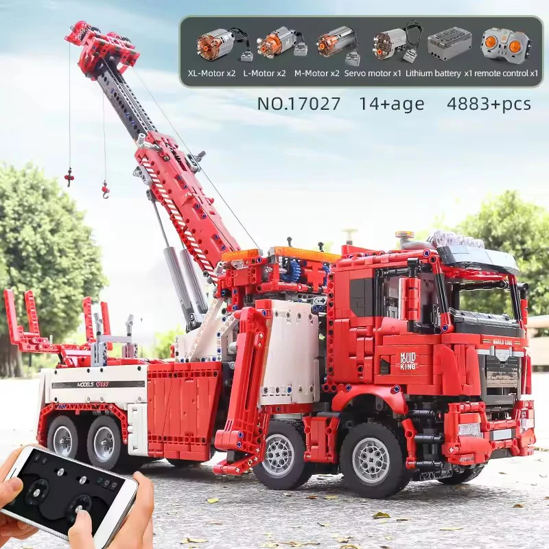 MOLD KING 17027 Camion Tecnico Giocattoli FAI DA TE APP e RC Motorizzato Fuoco Rescue Modello di Veicolo Building Blocks Mattoni Per Bambini Regali Di Natale