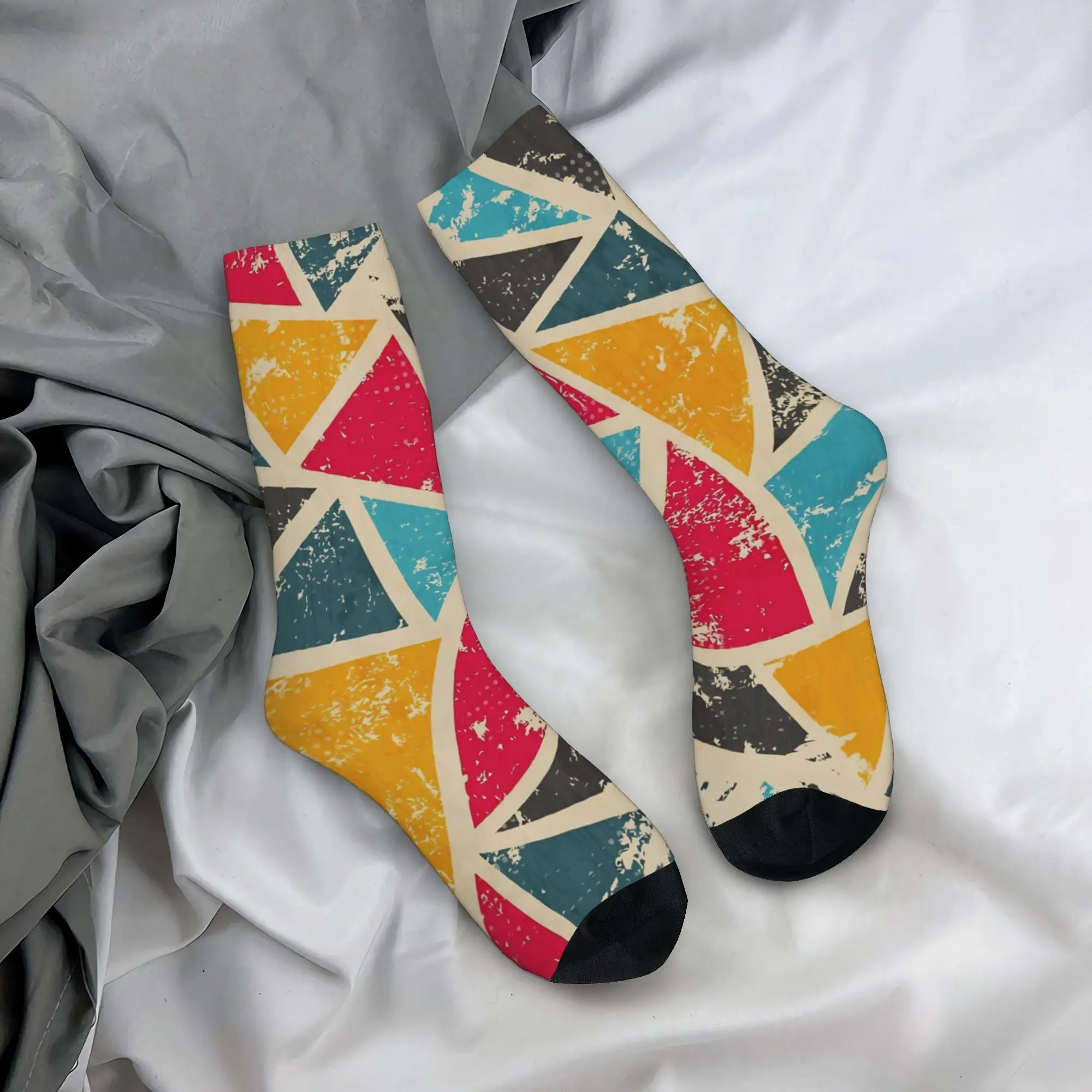 colorful Geometric Print  Theme Socks Merchandise for Men Non-slip Printing Socks