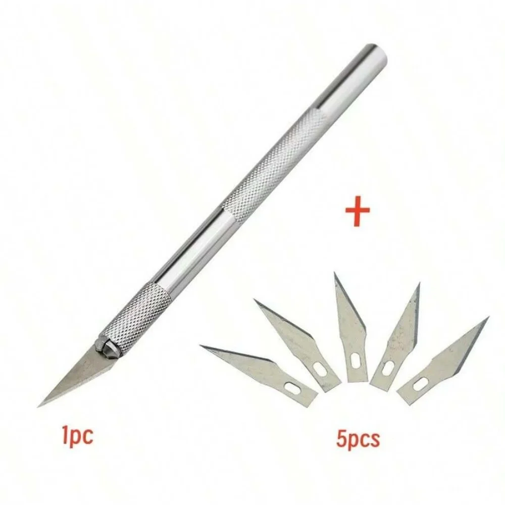 عدم الانزلاق المعادن نحت مشرط سكين أدوات عدة القاطع النقش الحرفية السكاكين + 5 قطعة شفرات الهاتف المحمول PCB DIY بها بنفسك إصلاح الأدوات اليدوية #2