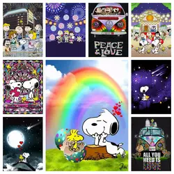 2024 New Cute Snoopy Diamond Painting Mosaic Cartoon Art Cross Stitch Kits Embroidery Rhinestones Home Decor Children's Gift