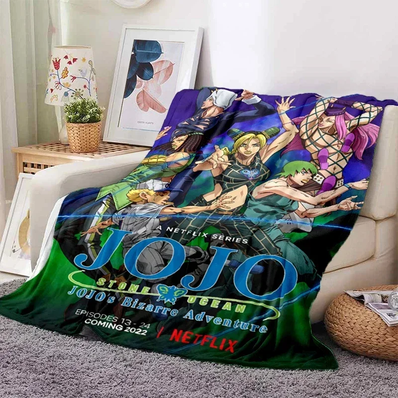

Jojo Anime Soft Plush Sofa Bed Throw Cartoon Picnic Blanket Modern Flannel Cover Gedruckt Bettdecke Gift