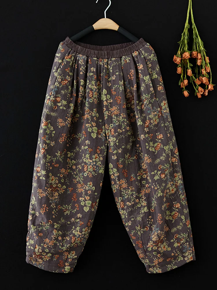 Retro Flutton dames dunne katoenen linnen lantaarnbroek Casual Negen Punten Harlan-broek Hoge taille lange broek