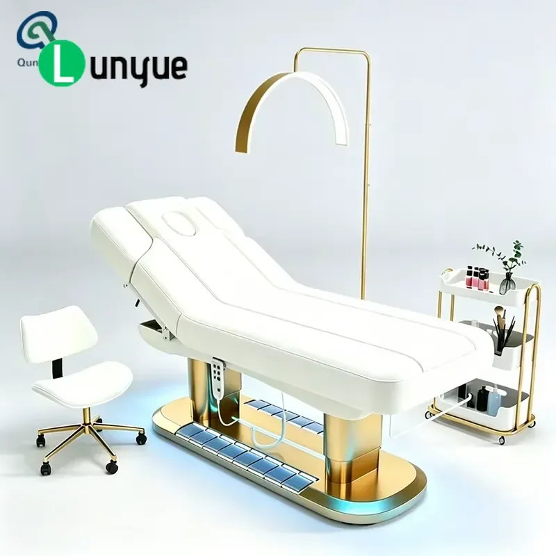 Luxury Height Adjustable SPA Massage Bed Professional Beauty Facial Eyelash Care Table Overall Tilt Design for Spa