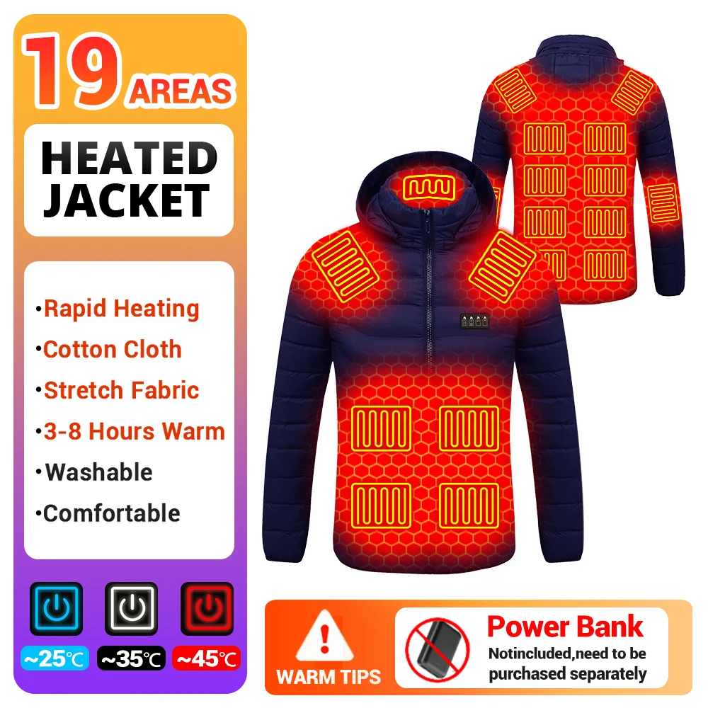 

Heated Jacket Men Women USB Electric Self Heating Jacket 21 Zones Electric Heated Jackets Waterproof Warm Plus Size Coat Heated