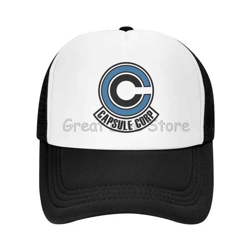 Gorras de béisbol de malla Capsule Corp, gorra de camionero de Hip-Hop Unisex, gorra de papá de Anime DBZ, gorra de carreras ajustable, gorras Snapback de camionero de verano