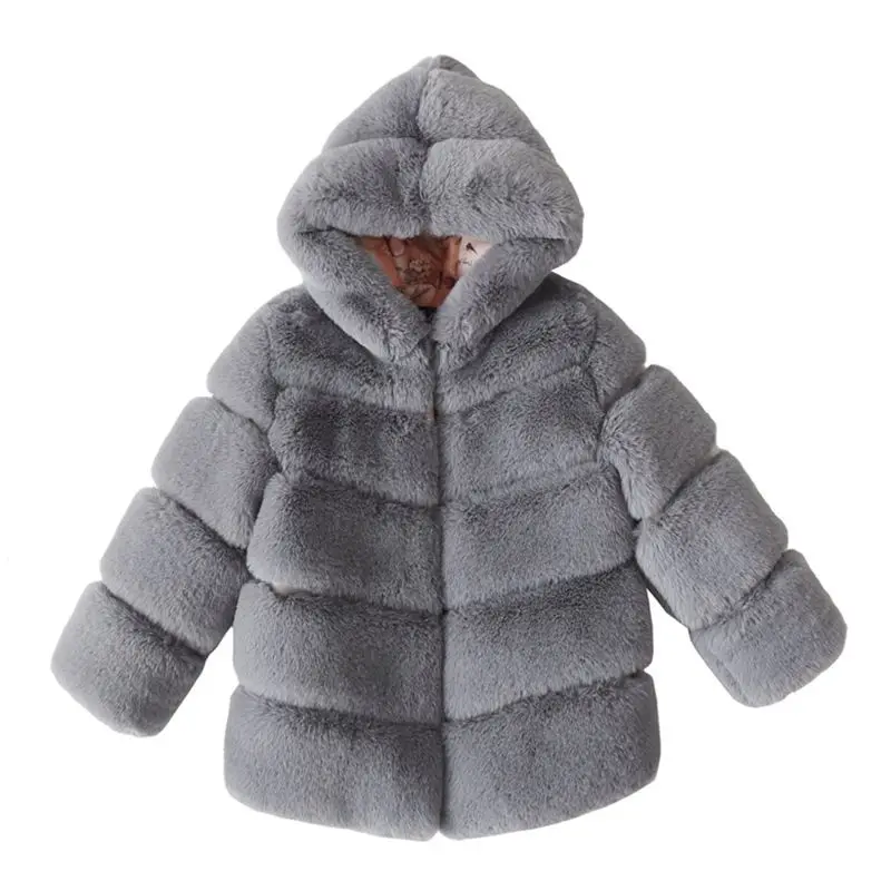 New Hooded Children\'s Fur Coat Imitation Rex Rabbit Hair Girls\' Thickened Children\'s Clothing Baby Autumn and Winter Fur Coat