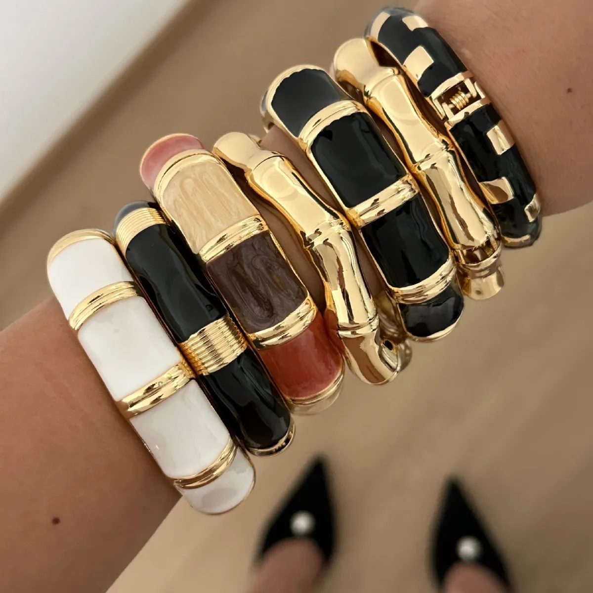 KMVEXO Boho Elegant Charm Imitation Enamaled Colorful Bangle Simple Design Trendy Women's Fashion Jewelry Minimalist Bracelets