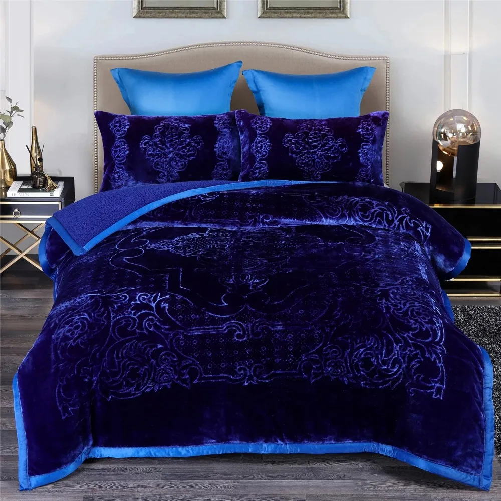 

Mattress Topper 3-Piece Fleece Bed Blanket Bedspreads for Bed Cover Full Set Embossed Winter Borrego Blanket Home Textile