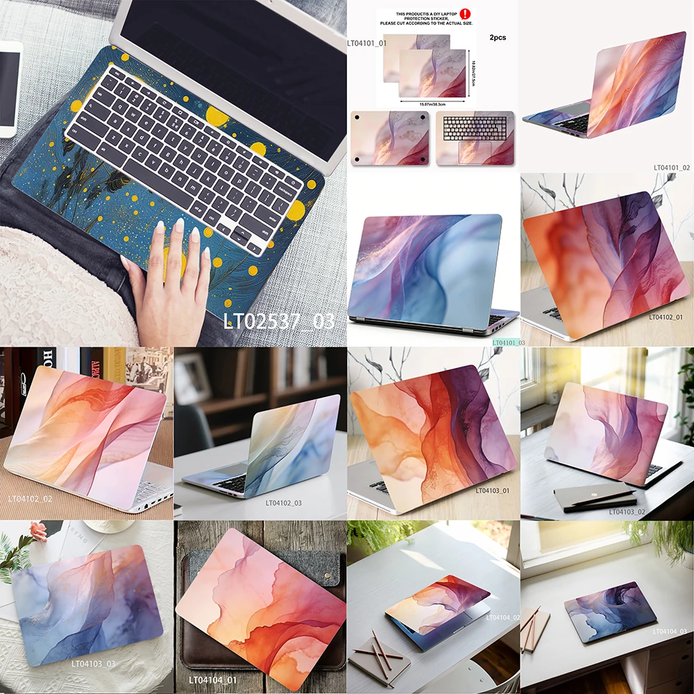 Pastel Watercolor Laptop Skin Sticker, Waterproof Vinyl Decal for 12-17 inch MacBook HP Lenovo Dell Notebook