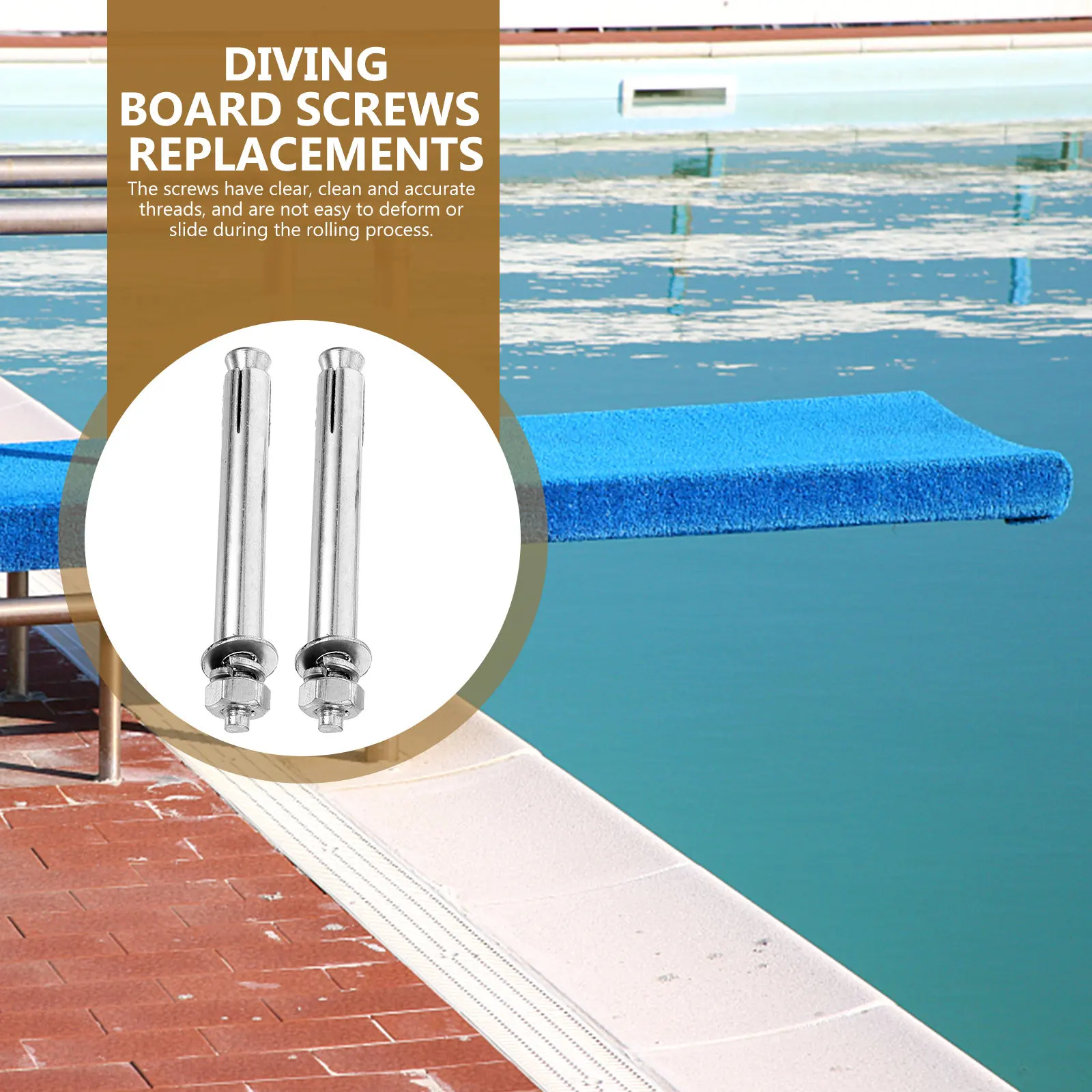 

4 шт. винтовых креплений для доски для прыжков в бассейне, длинные, из углеродистой стали, для повышенной устойчивости и надежного монтажа