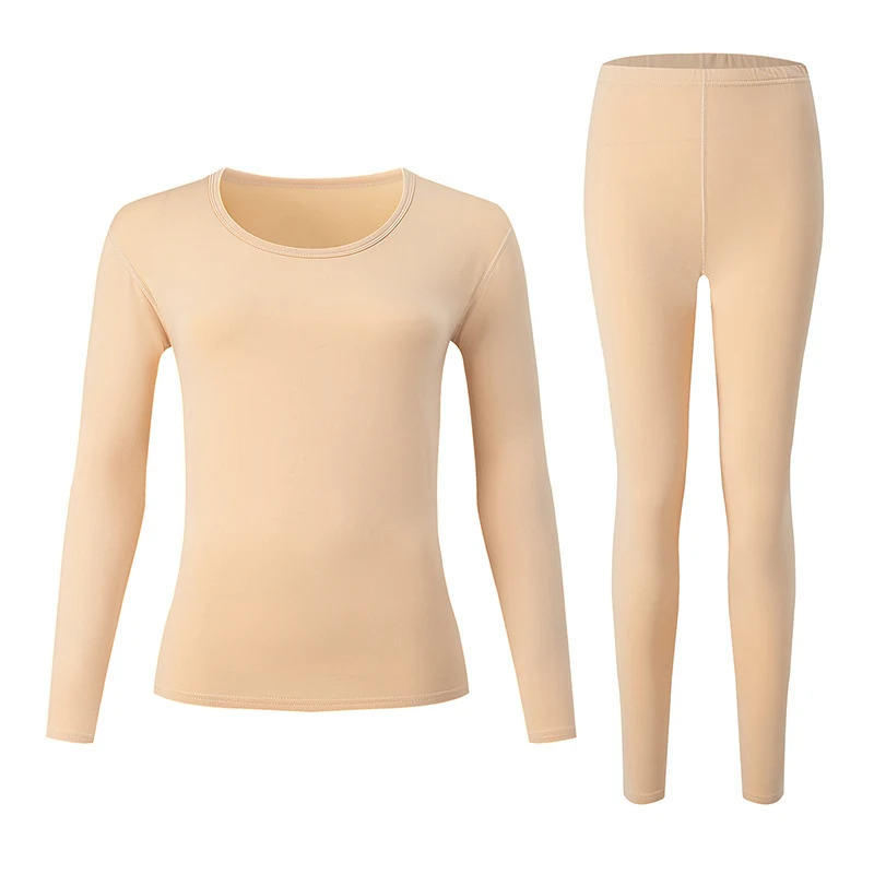 Immagine 5: Set di biancheria intima calda alla moda con girocollo da donna e adolescente autunno e inverno da 2/4 pezzi, comodi indumenti da notte aderenti