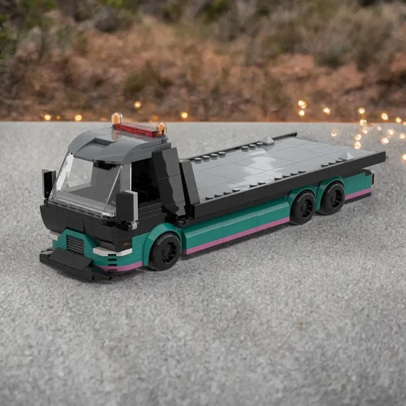 

400PCS Creative MOC Speed City Champion 8 Wide Modified Car Carrier DIY Educational Building Blocks Toy For Kids Christmas Gift