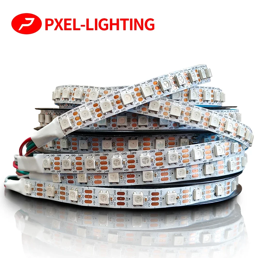 WS2812B RGB IC LED Strip Light Addressable Individually WS2812 30 60 74 96 144 LEDs SPI Black White PCB DC5V IP30/65/67