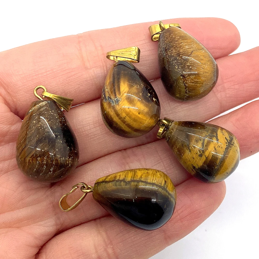 15x24mm 1pcs Natural StoneTiger Eye Stone Pendant Teardrop Pendant for Jewelry Making DIY Earring Accessories Fit Necklaces