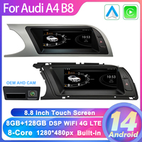 8.8 Inch Android 13 Android Auto For Audi A4 B8 2009-2016 Auto CarPlay Multimedia Player 8 Core 5G GPS Display  DSP GPS NO 2DIN