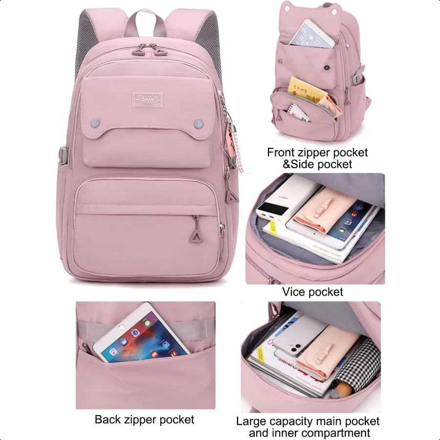 حقيبة ظهر كاجوال للفتيات المراهقات حقيبة ظهر للمدرسة المتوسطة الثانوية للنساء حقيبة كمبيوتر محمول للسفر اليومي 1 أزرق 26 لترًا