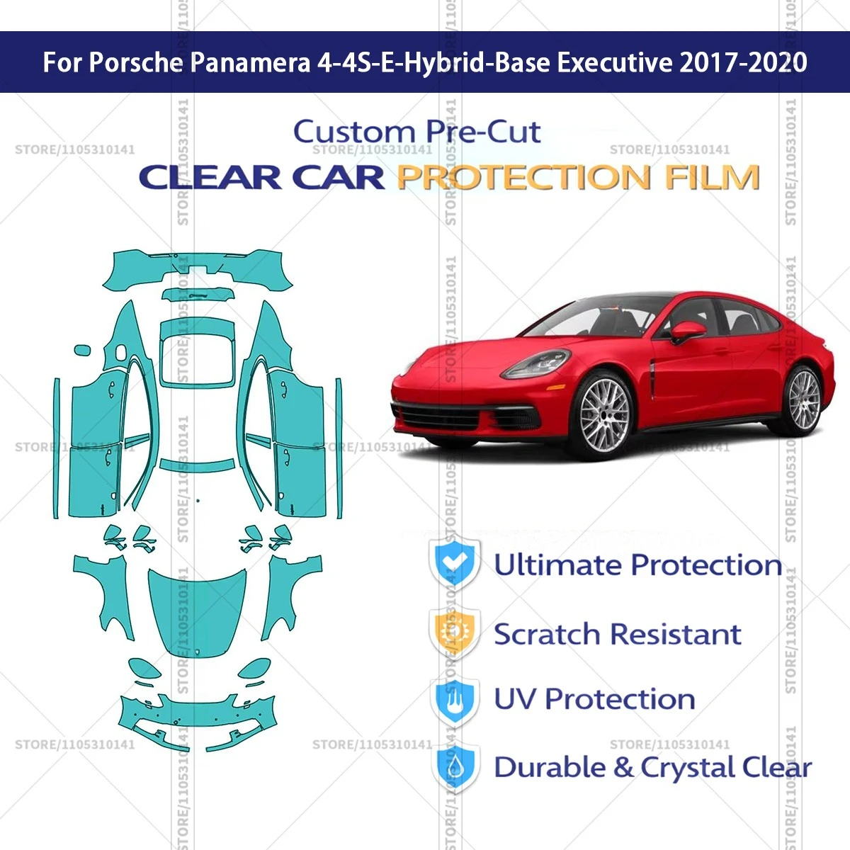 

Защитная пленка PPF прозрачная для кузова Porsche Panamera 4-4S-E-Hybrid-Base Executive 2017-2020, предварительно вырезанная