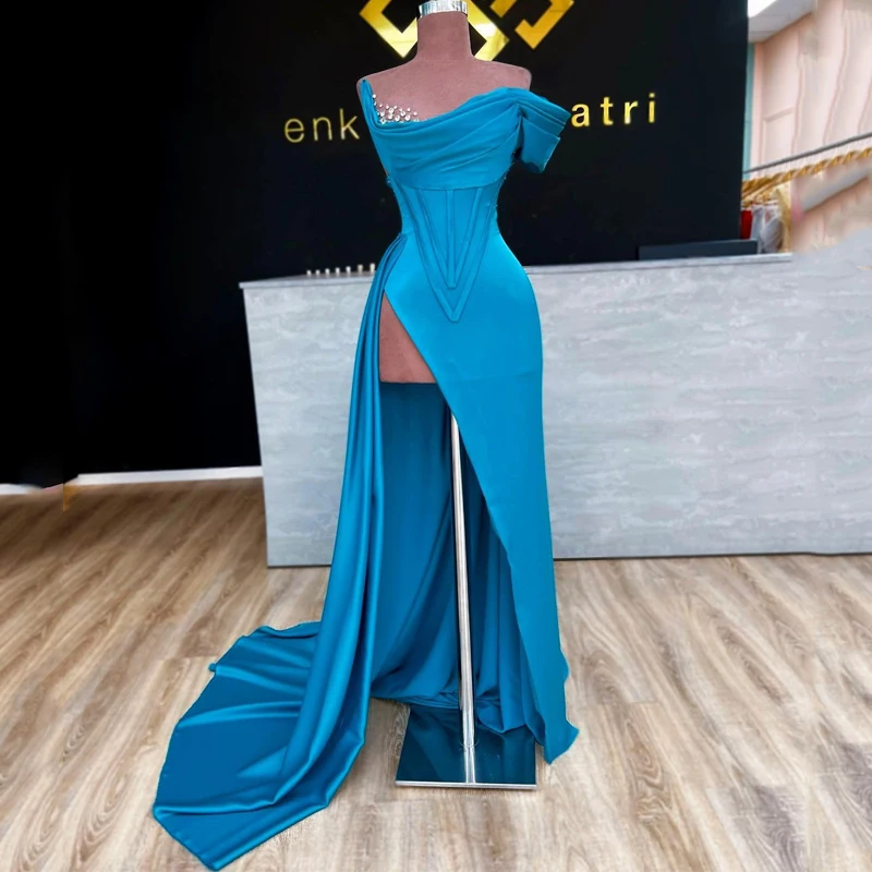 

Thinyfull Sexy Mermaid Prom Evening Dresses Beadings Off The Shoulder Party Dress 2023 High Split Night Cocktail Gowns Plus Size