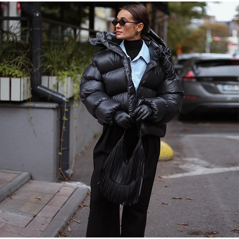  Fashion Solid Cropped Padded Coats Women Detachable Hood Zip Drawstring Hem Warm Jacket 2026 Winter New Lady Casual Outerwear