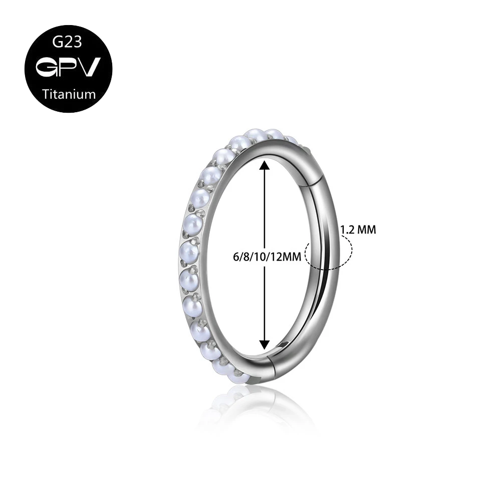 1/10PCS wholesale G23 Titanium Nasal Septum Ring Inlaid With Small Pearls Perforated Nose Rings And Earrings For Men And Women