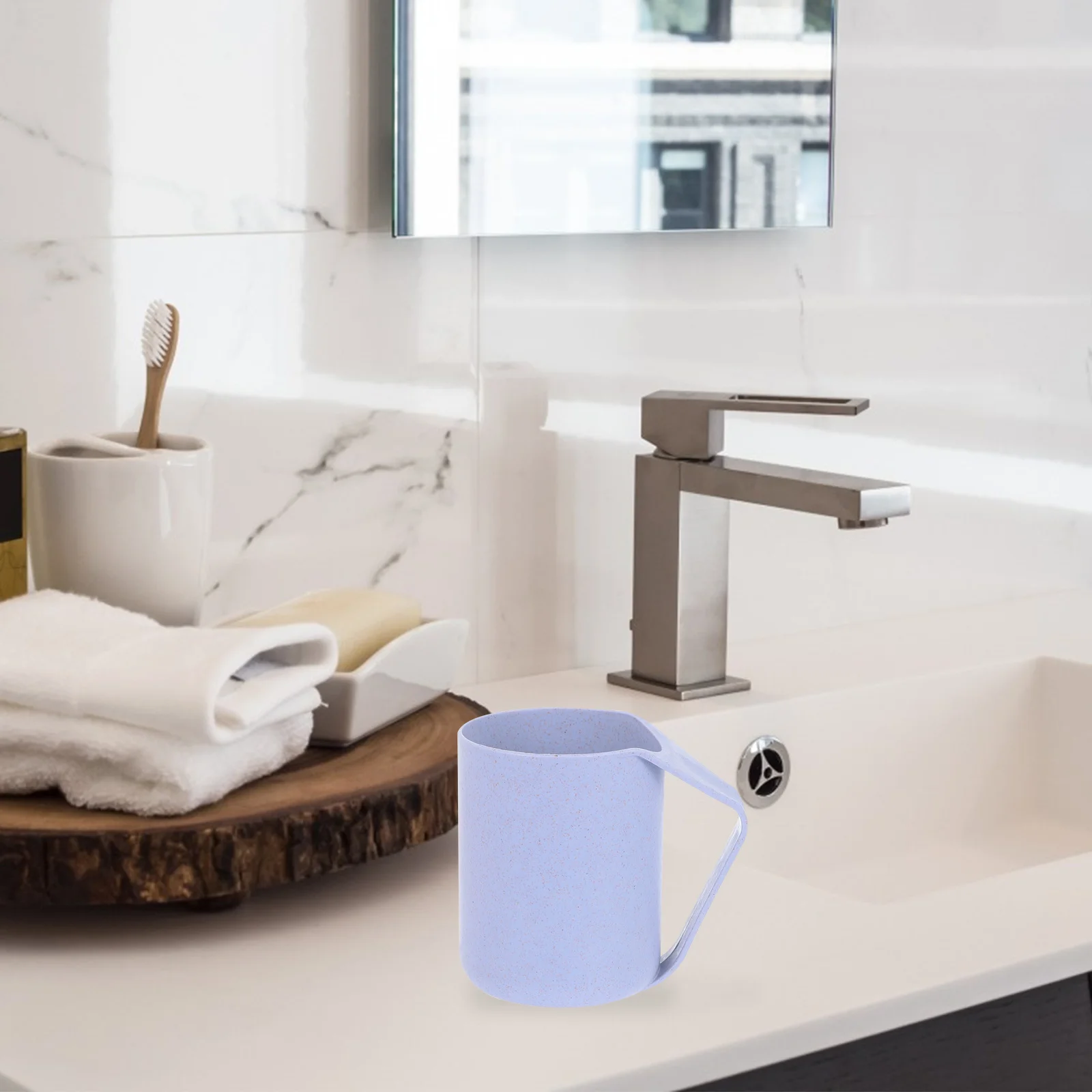 2 قطعة أكواب الغسيل المنزلية أكواب فرشاة الأسنان القش تصميم مدمج خفيف الوزن لتخزين معجون الأسنان ومشط الحمام المنظم #1