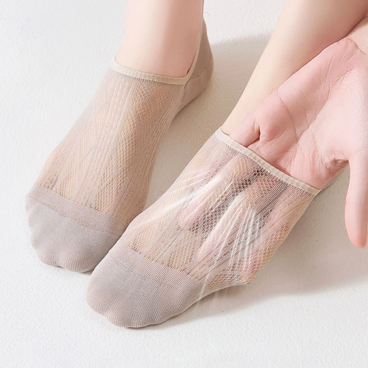 5 Pairs Women Summer Thin Invisible Socks Silicone Non-slip Mesh Breathable Boat Sock Low Cut No-show Female Slippers Socks