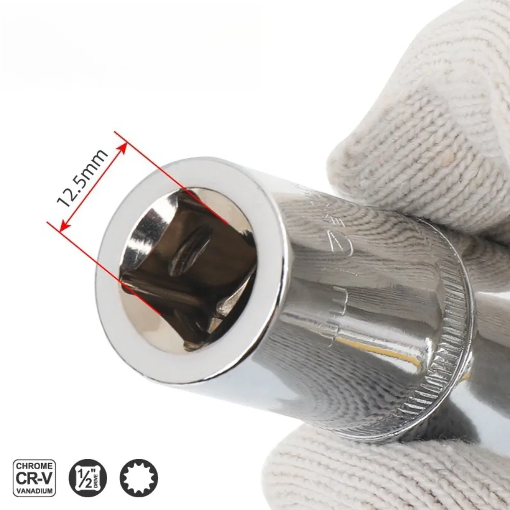 12-Punkt-Metrische Tiefsteckschlüssel-Set, 1/2 Zoll Antrieb, 8-32mm, Schlagschrauber-Einsatz aus Cr-V-Stahl, für Heim- und Auto-Reparaturen – Detail 2