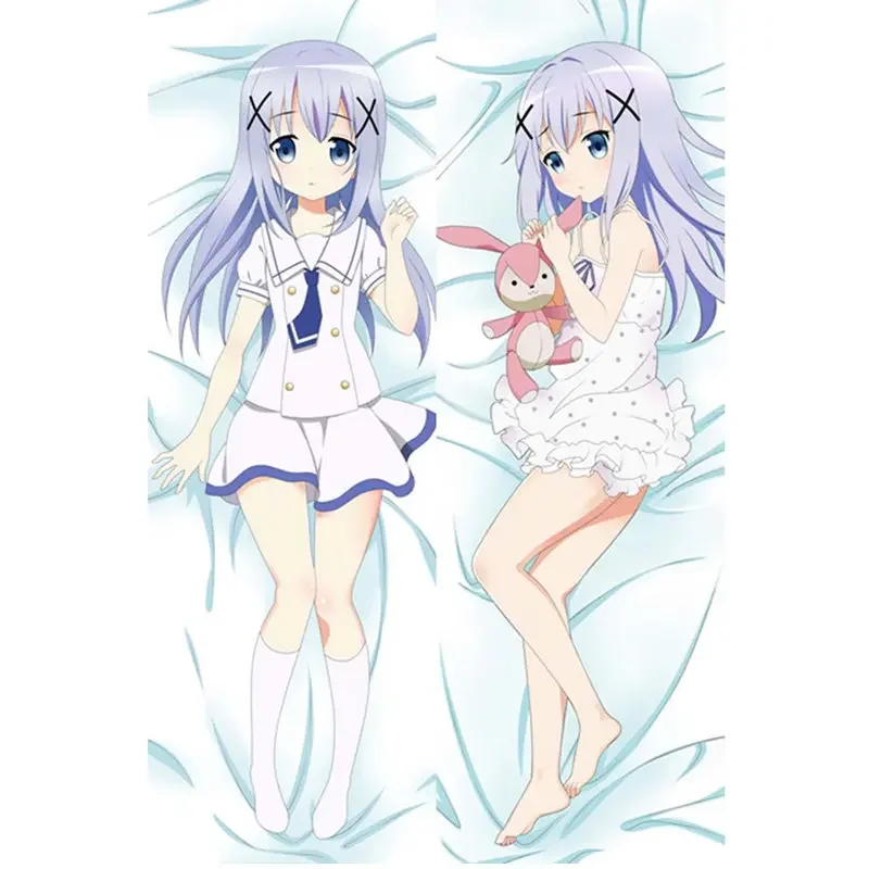 60x180cm Hot  Anime Go Chuumon Wa Usagi Desuka？Wonderful Party Pillow Covers Case 3D Double-sided Bed Hugging Body Pillowcase