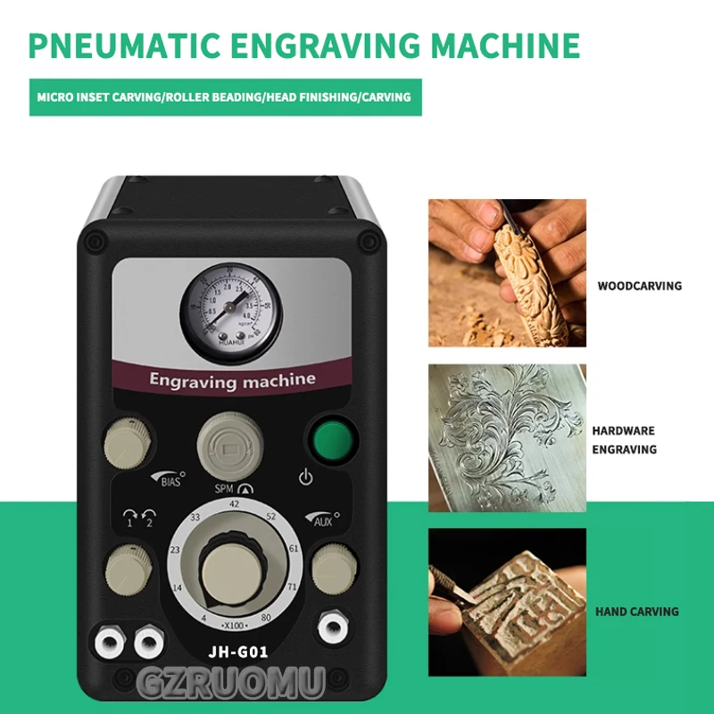 JH-G01 Double Head Engraving Machine Pneumatic Jewelry Engraving Tool Gold Silver Jewellery Crafts Making Quick Engraver Device