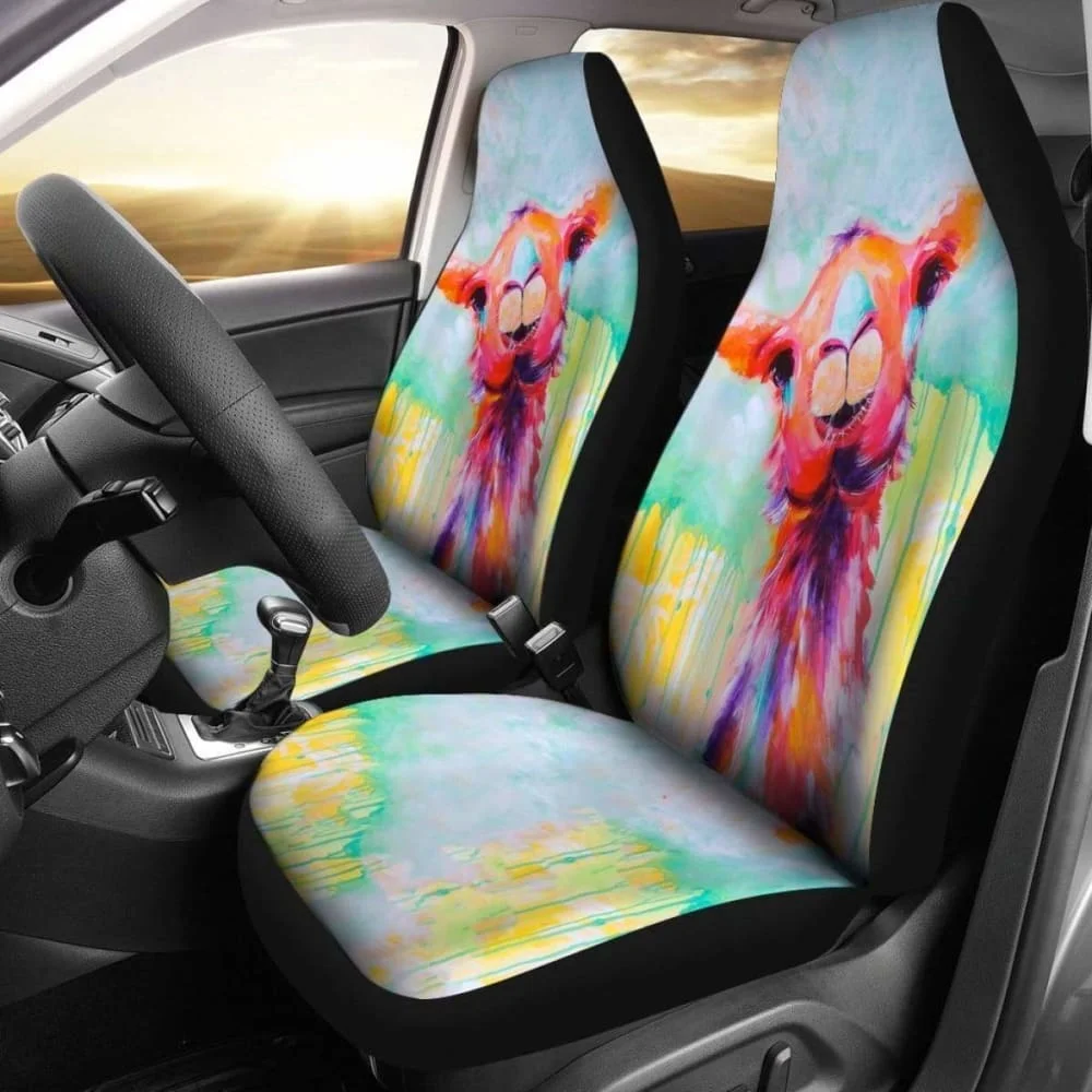 

Colorful Llama Car Seat Covers,Pack of 2 Universal Front Seat Protective Cover