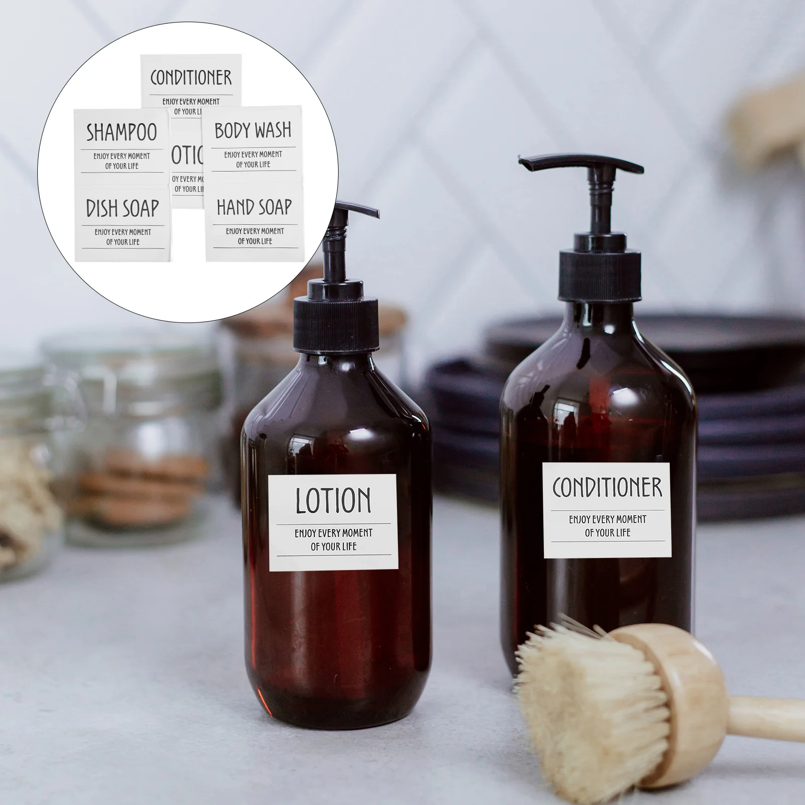 

Waterproof Bathroom Bottle Labels Hand Shampoo Stickers Elegant Design Water Resistant Self-Adhesive Label Stickers