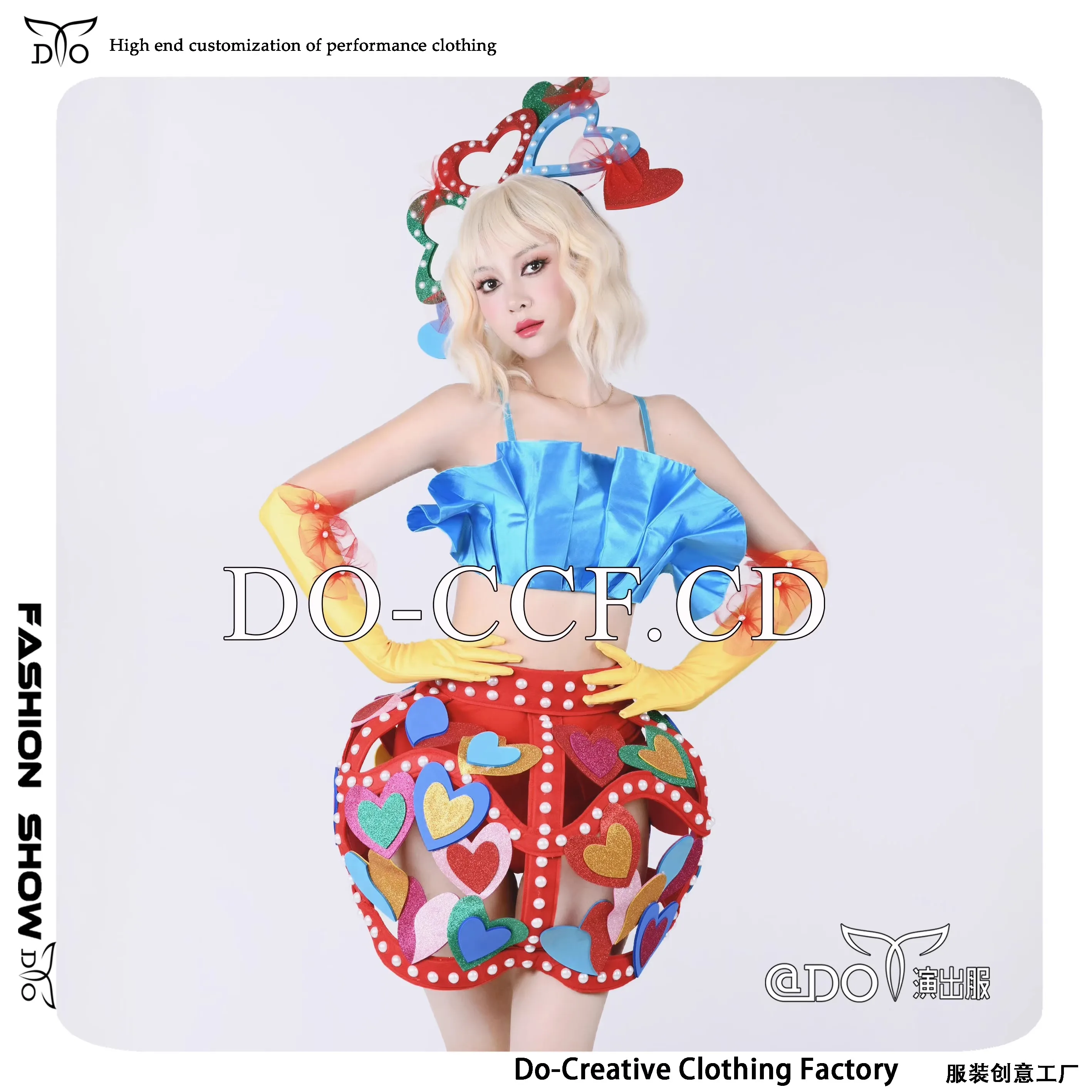 Красочный головной убор Love Candy + топ + перчатки + юбка + леггинсы 5 шт. бар ночной клуб GOGO певица танцевальный Stgae вечерние фестиваль рейв костюм