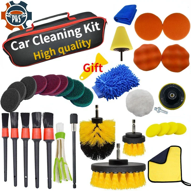 Kit de limpieza para el coche, cepillo de limpieza para el aire acondicionado, pulidor de toallas, herramientas de detalle automático, nuevo