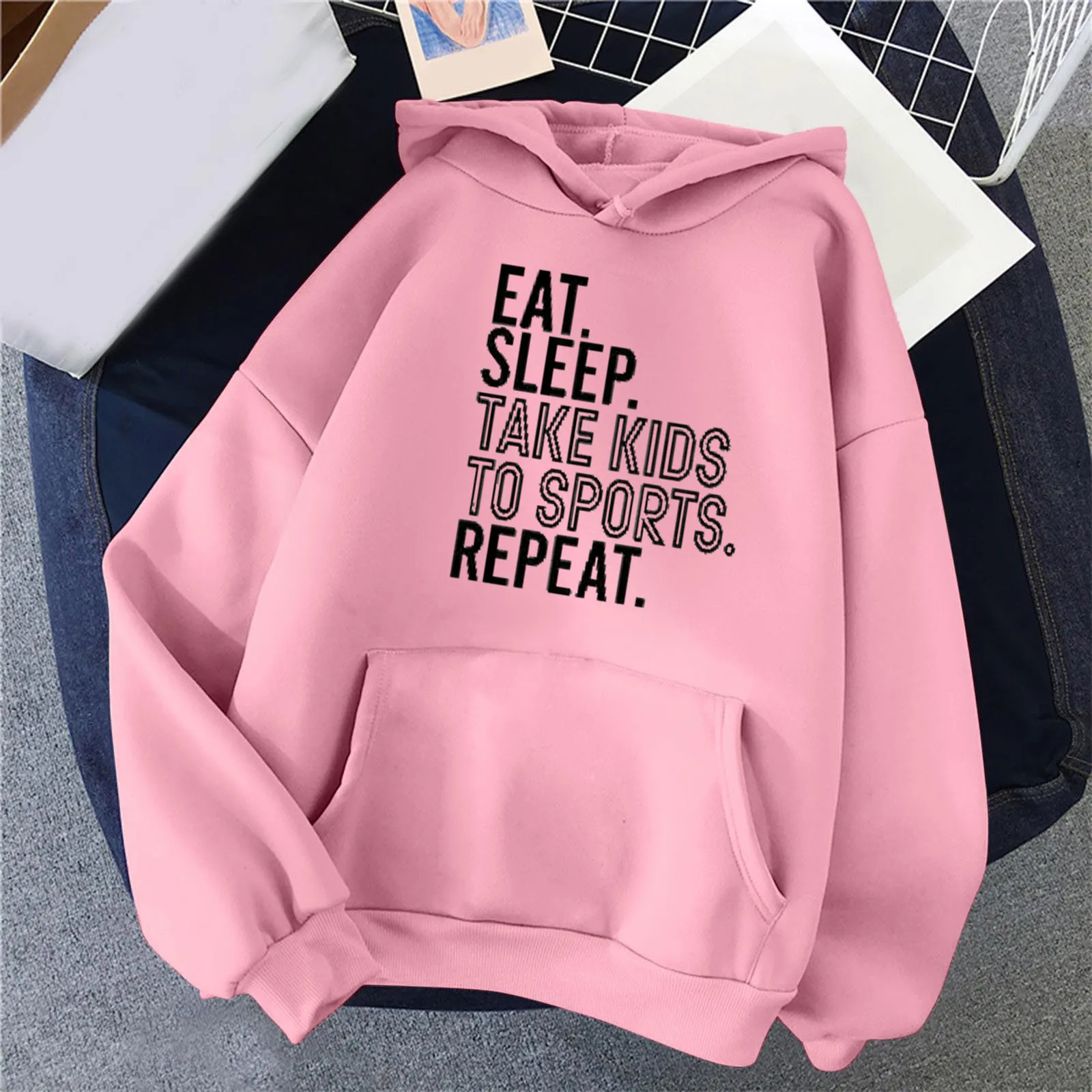 

Women's Casual And Comfortable Autumn Winter Hoodie With Round Neck Long Sleeve Pocket And Drawstring Loose Hoodies