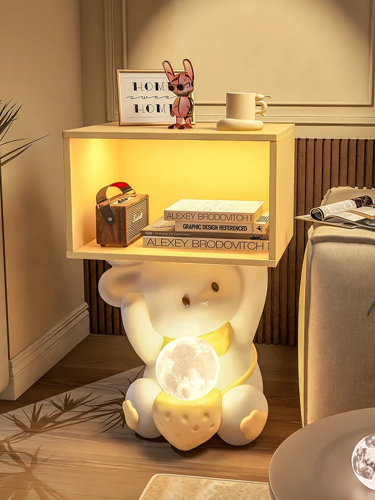 Cute rabbit bedside table floor lamp integrated side table living room children's bedroom sofa large floor decoration sofa