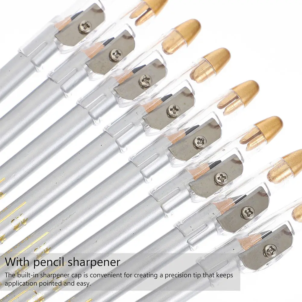 10Pcs Waterproof Eyebrow Pencils 2in1 Eyebrow Pen Eyeliner Pencil Sharpener Portable Makeup Tool Natural Look Makeup Pencils