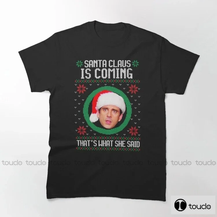 New The Office Santa Claus Is Coming That S What She Said Men'S Short-Sleeve Heavyweight Workwear Pocket T-Shirt