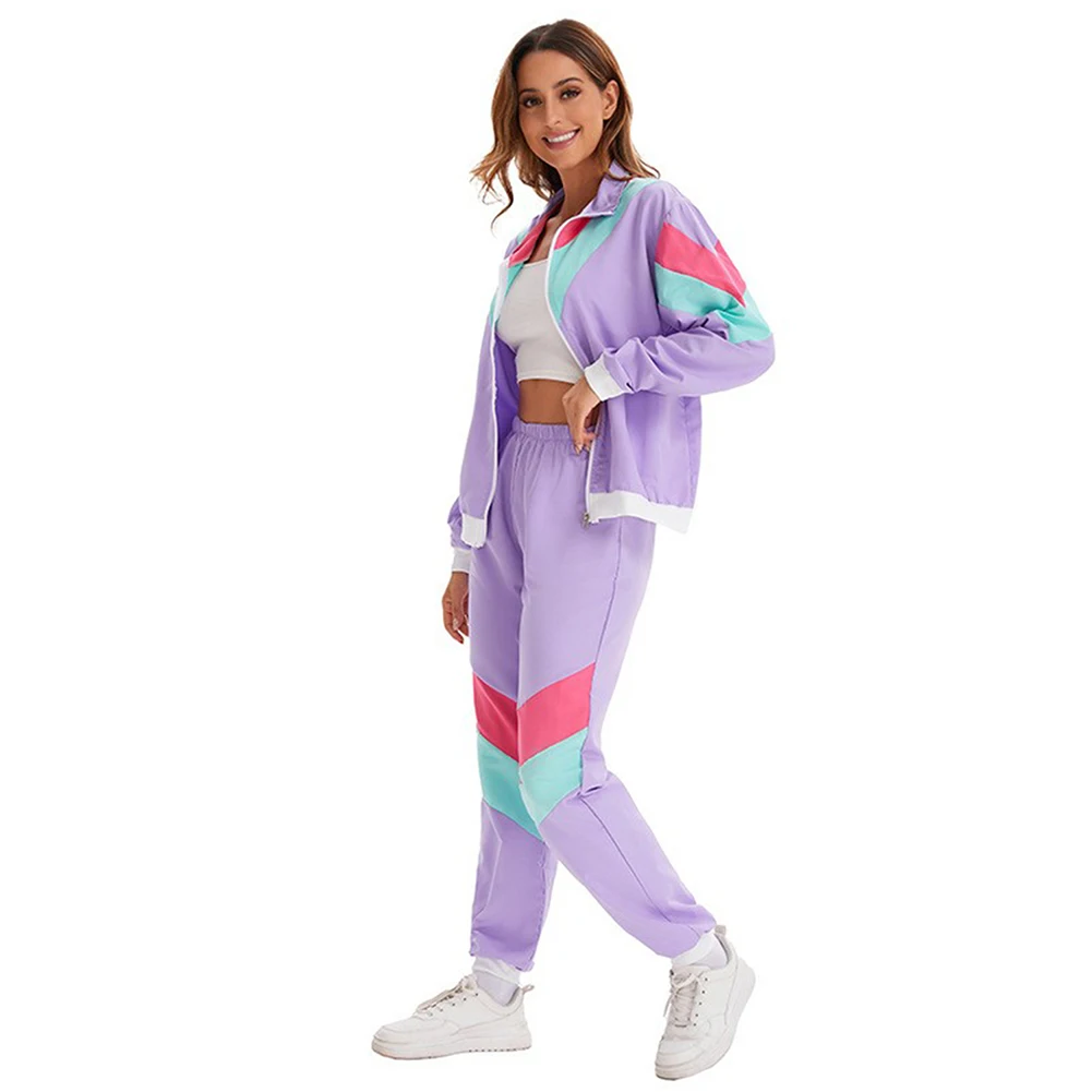 70s 80s Retro Disco Vintage para Cosplay kobiety mężczyźni stroje sportowe impreza występ na scenie kolorowe kostiumy Halloween