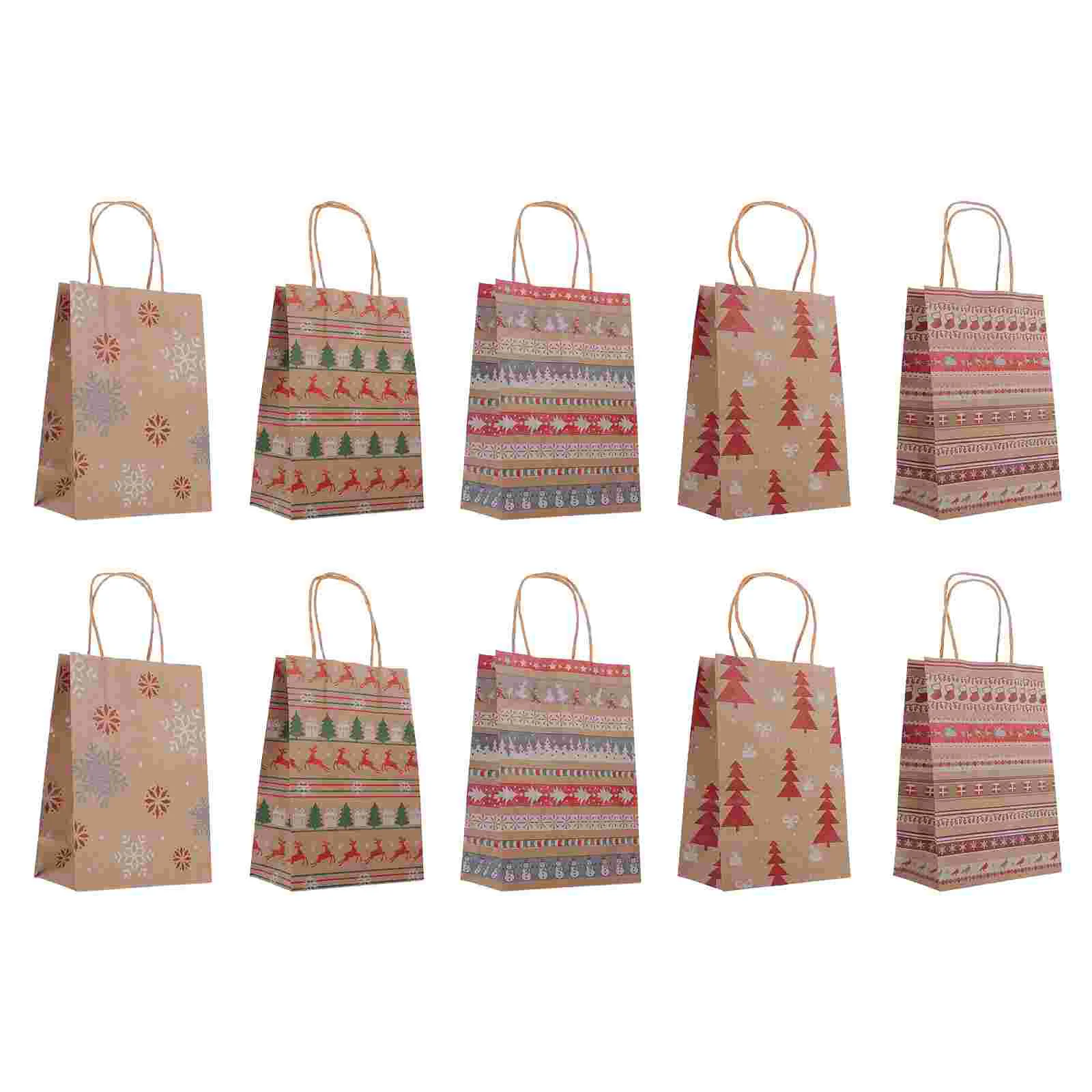 

20 Pcs Kraft Paper Bag Candy Pouch Bags Christmas Gift Xmas Packing Tote Storage