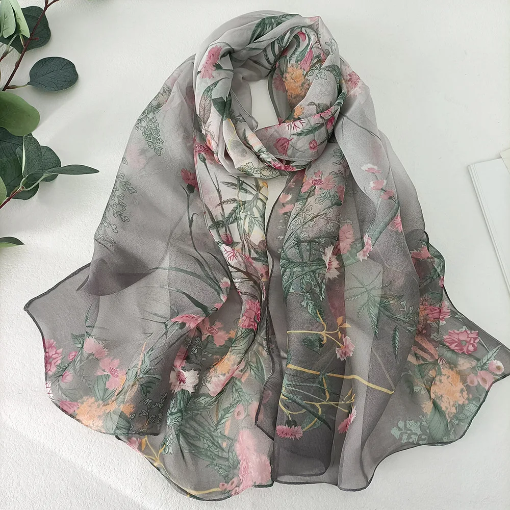 Green Grass Women Elegant Chiffon Georgette Bandana Scarf Summer Beach Sunscreen Thin Hijab