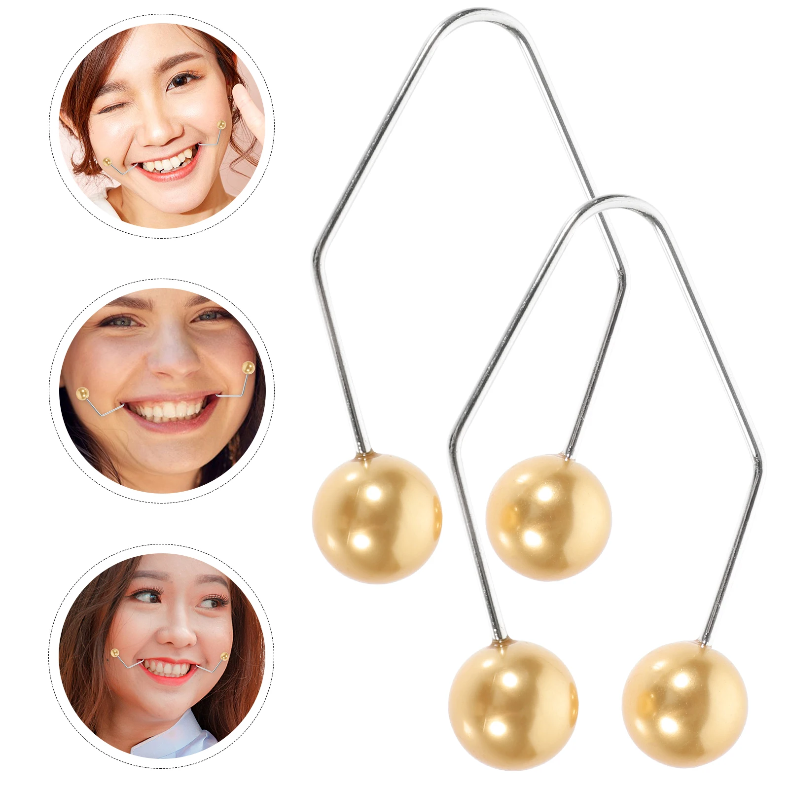 

2Pcs Facial Dimple Maker Metal Adjustable Trainer Facial Tool for Efficient Deep Dimple Training Face Exerciser