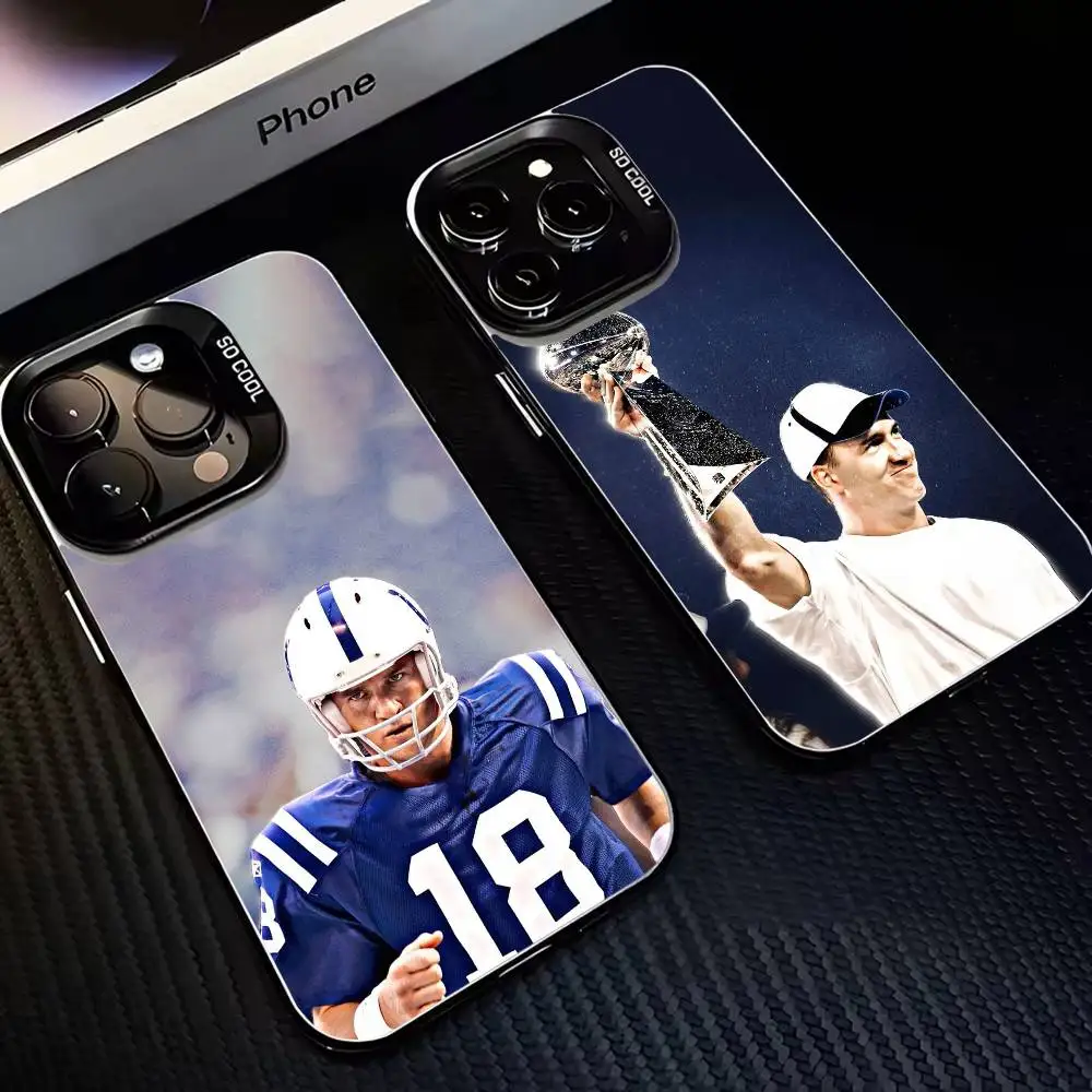 

Pro Football P-Peyton Manning Phone Case For iPhone 16,15,14,13,12,11,Mini,Pro,MAX Black Matte Shockproof Cover