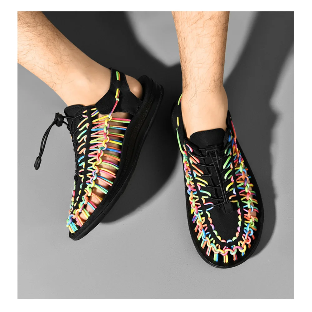 

Cross border new breathable sandals, fashionable casual woven sandals, beach men's and women's shoes, Korean version couple