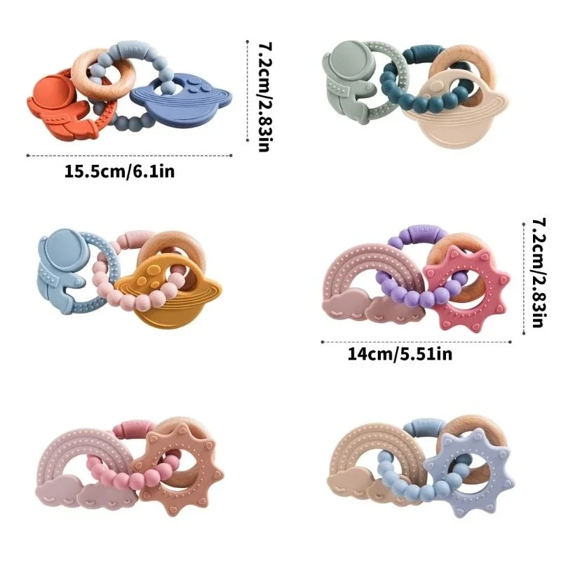 J15U Baby Teething Bracelet Safe Silicone Teether Grasp Toy for Easy Grasping view 6