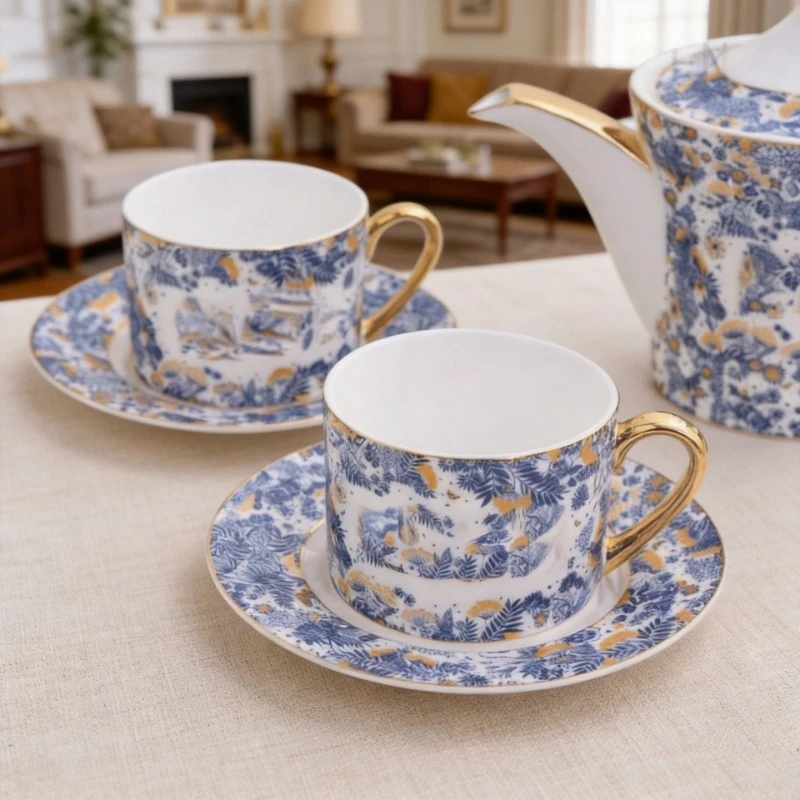 European Light Luxury Hydrangea Tea Set One Pot Two Cups Saucers Afternoon Tea Office Coffee