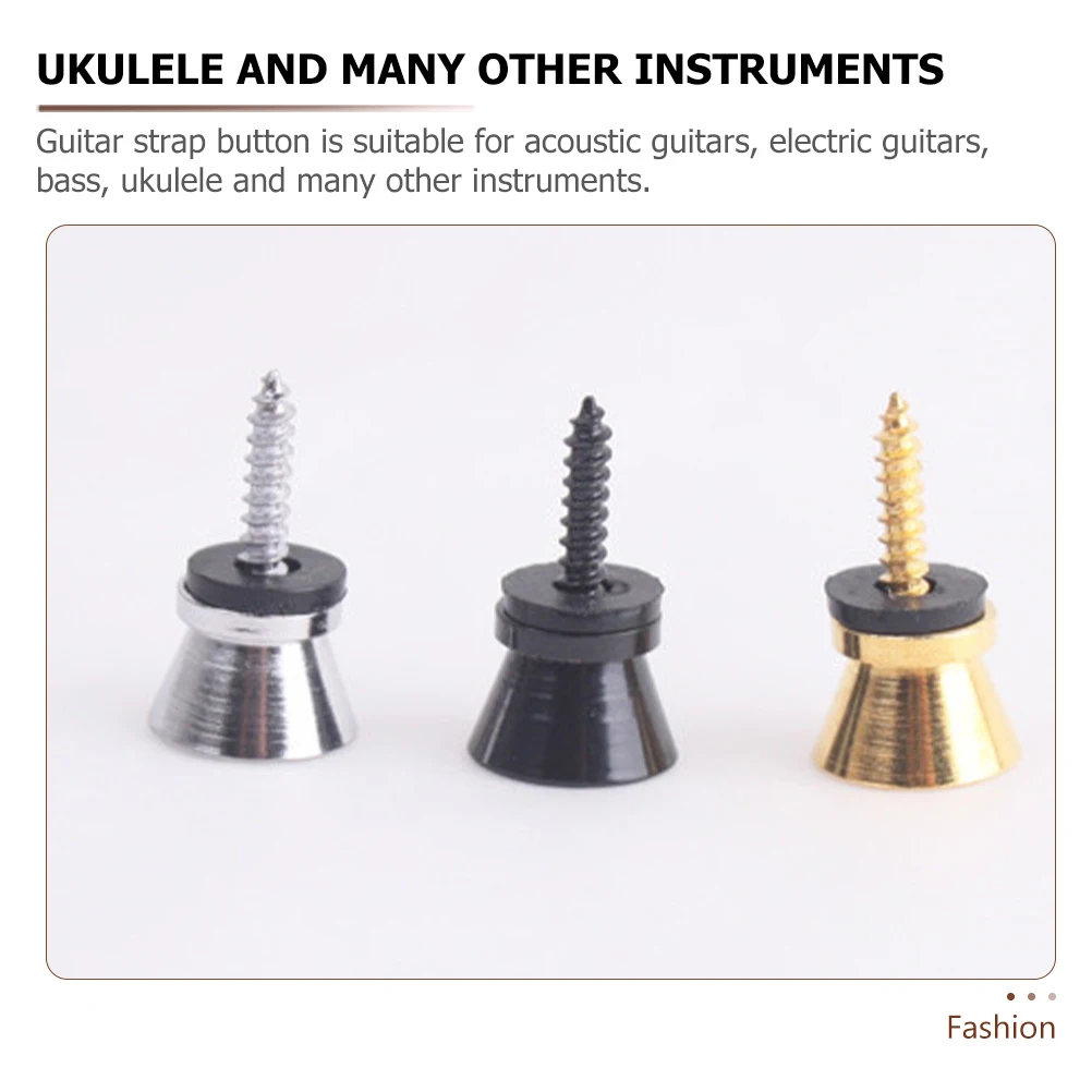 

2 Pcs Metal Guitar Strap Button Knobs Lock Electric Peg Bass Locks Buttons Anti-fall