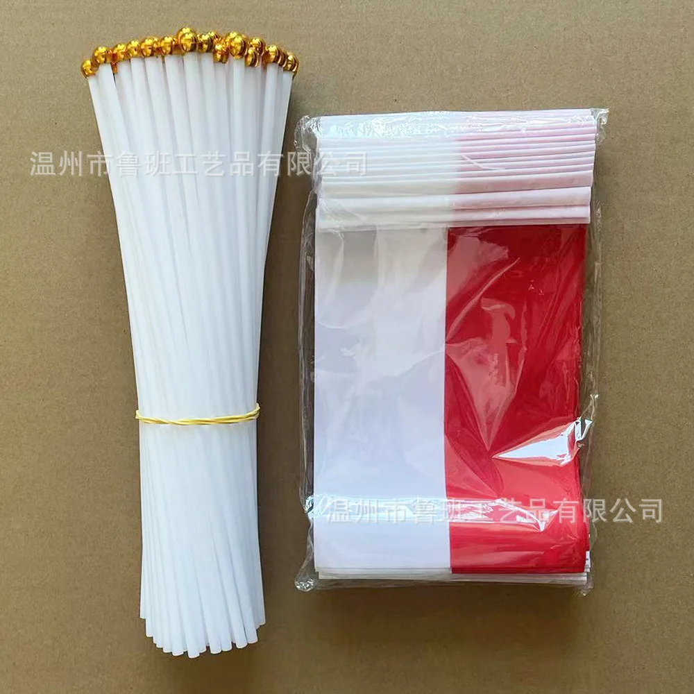 （TIKI FLAG）Monaco hand flag 14x21cm Polyester Fade-Resistance Monaco Hand Waving Flag with Plastic Flagpole for Events